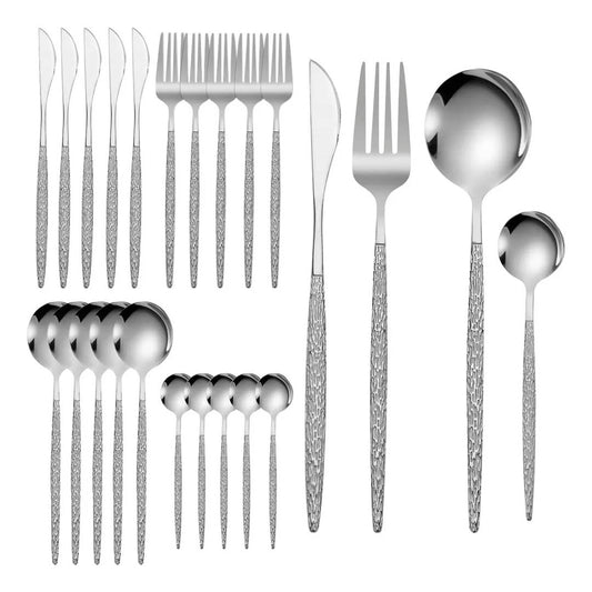 Set 24 cubiertos martillados