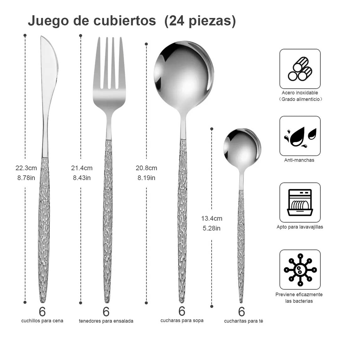 Set 24 cubiertos martillados