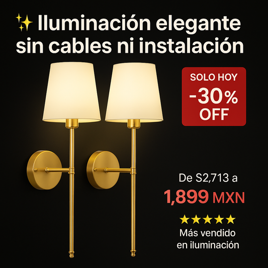 LumiSet© 2 Lámparas de pared recargables